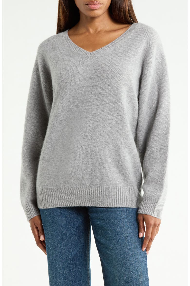The Brushed Cashmere Sweater, Main, color, HEATHER GREY