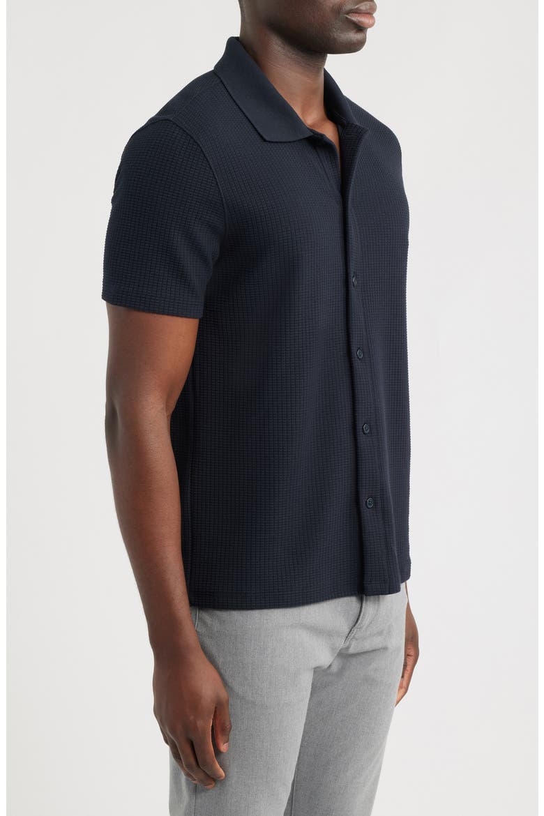 Grid Waffle Knit Button-Up Shirt, Alternate, color, COASTAL