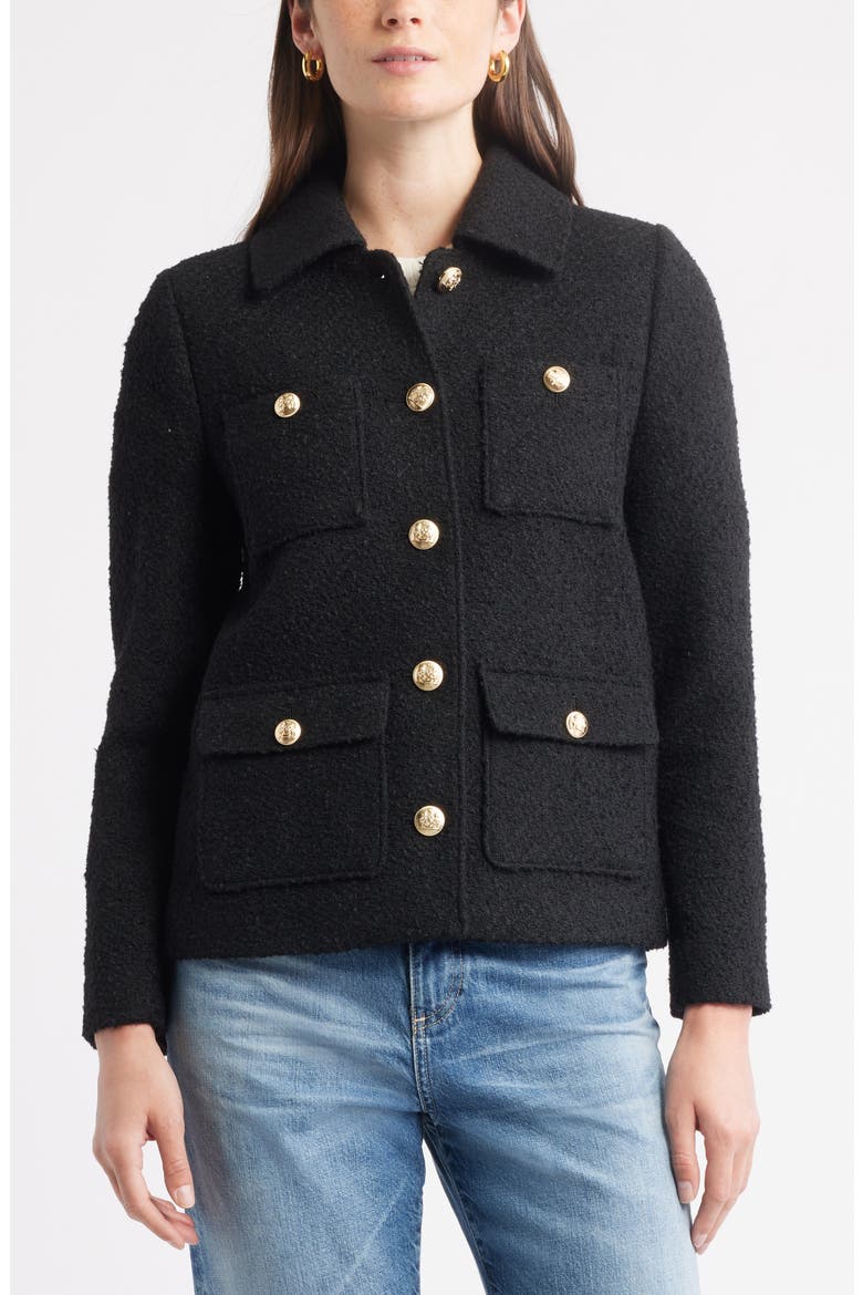 Bouclé Jacket, Alternate, color, BLACK