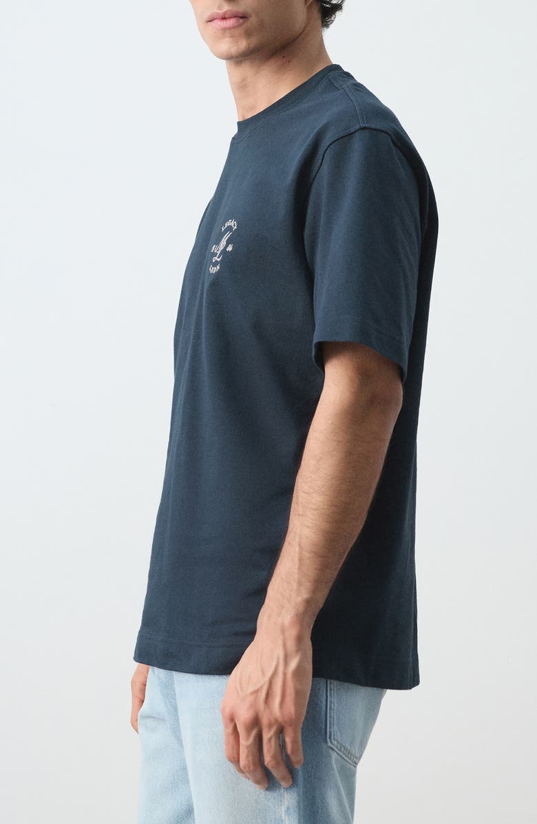 MANGO Cotton Embroidered Graphic T-Shirt, Alternate, color, Navy