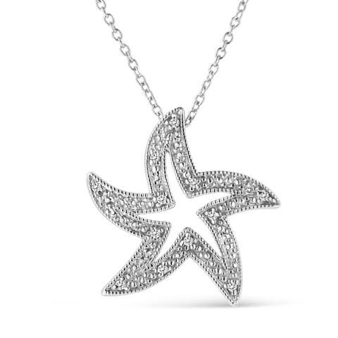 .925 Sterling Silver Open Diamond Accent Starfish Pendant Necklace