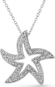 Haus of Brilliance .925 Sterling Silver Open Diamond Accent Starfish Pendant Necklace