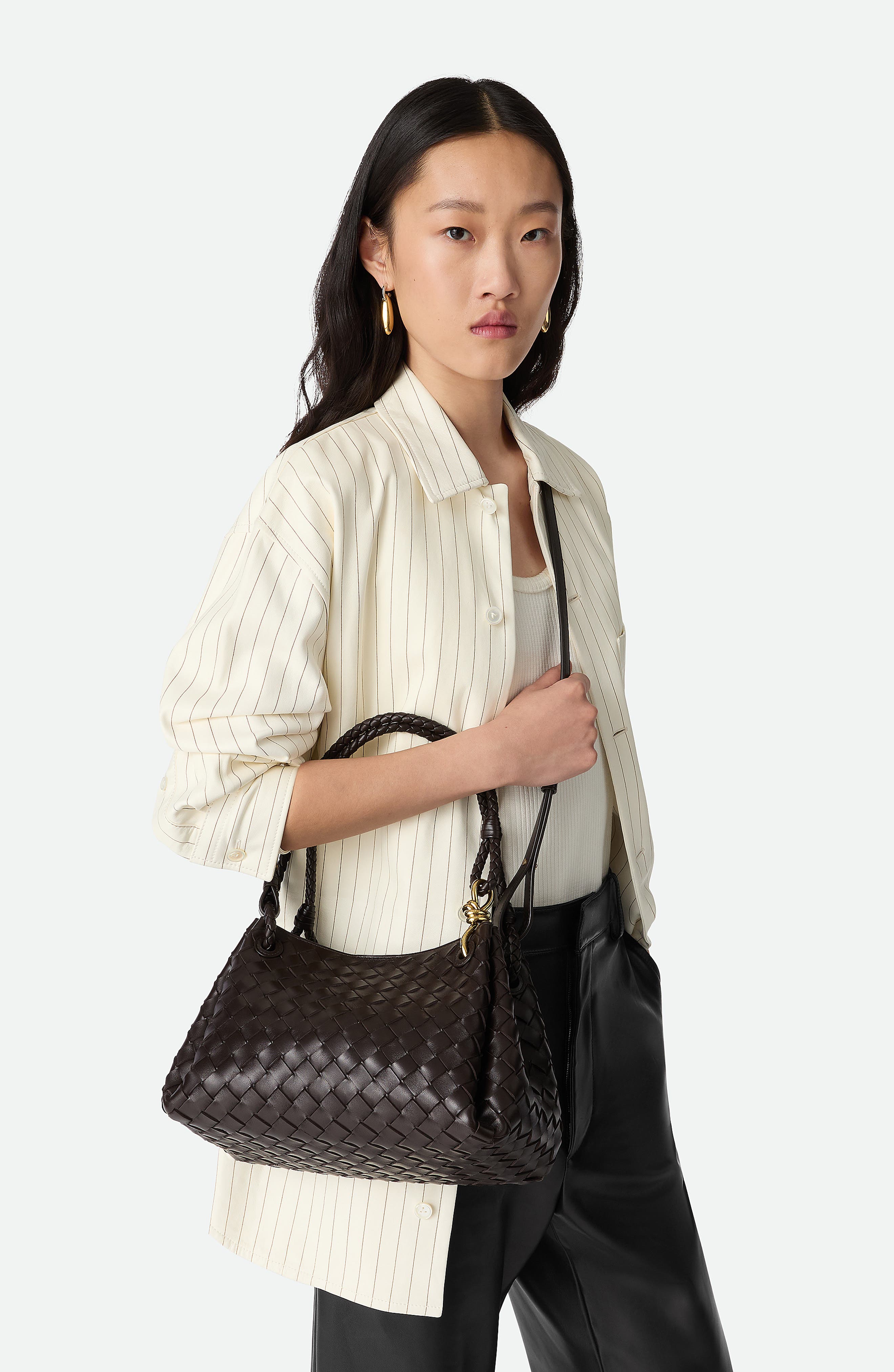 Bottega Veneta Small Parachute Intrecciato Leather Shoulder Bag, Alternate, color, 2190 Fondant-M Brass