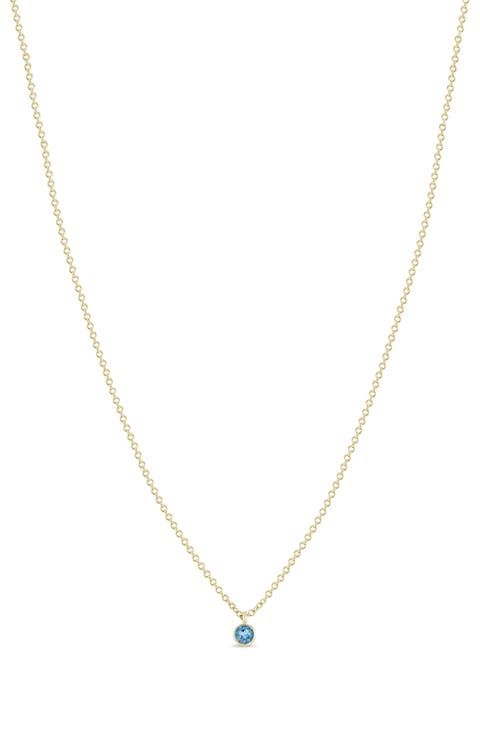 14K Gold Bezel Birthstone Necklace