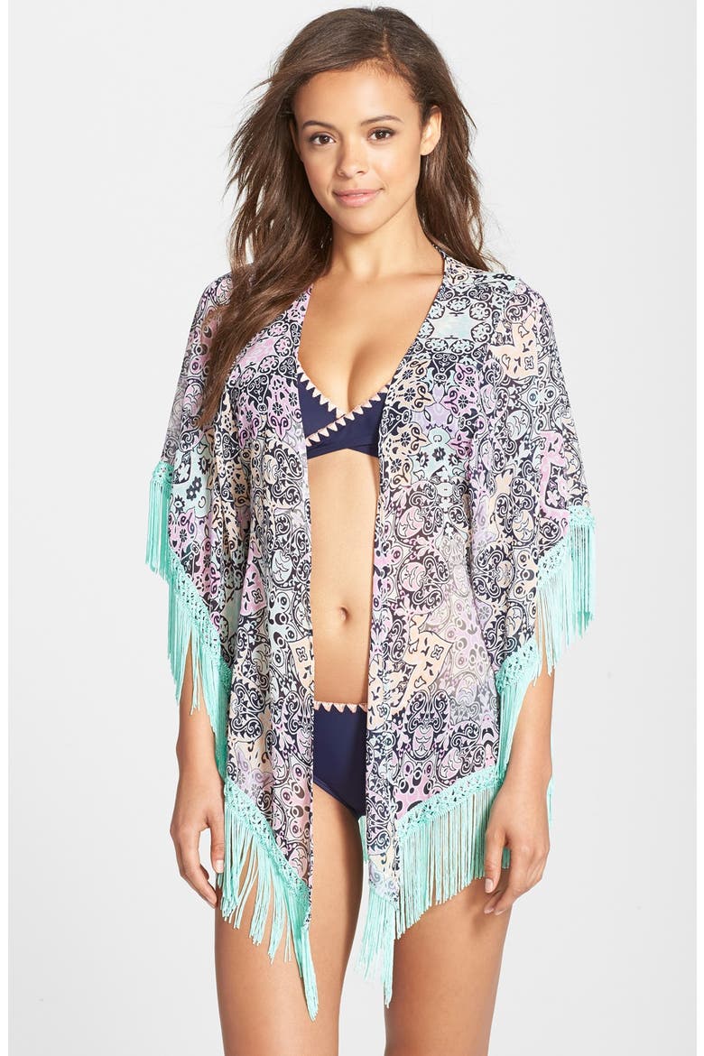 'Smock This Way' Print Kimono, Main, color, MULTI