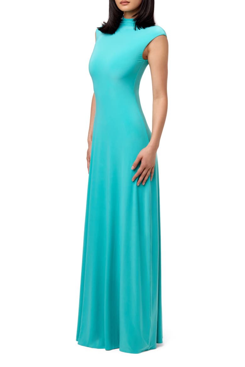 Hourglass Cap Sleeve Maxi Dress, Alternate, color, TURQUOISE