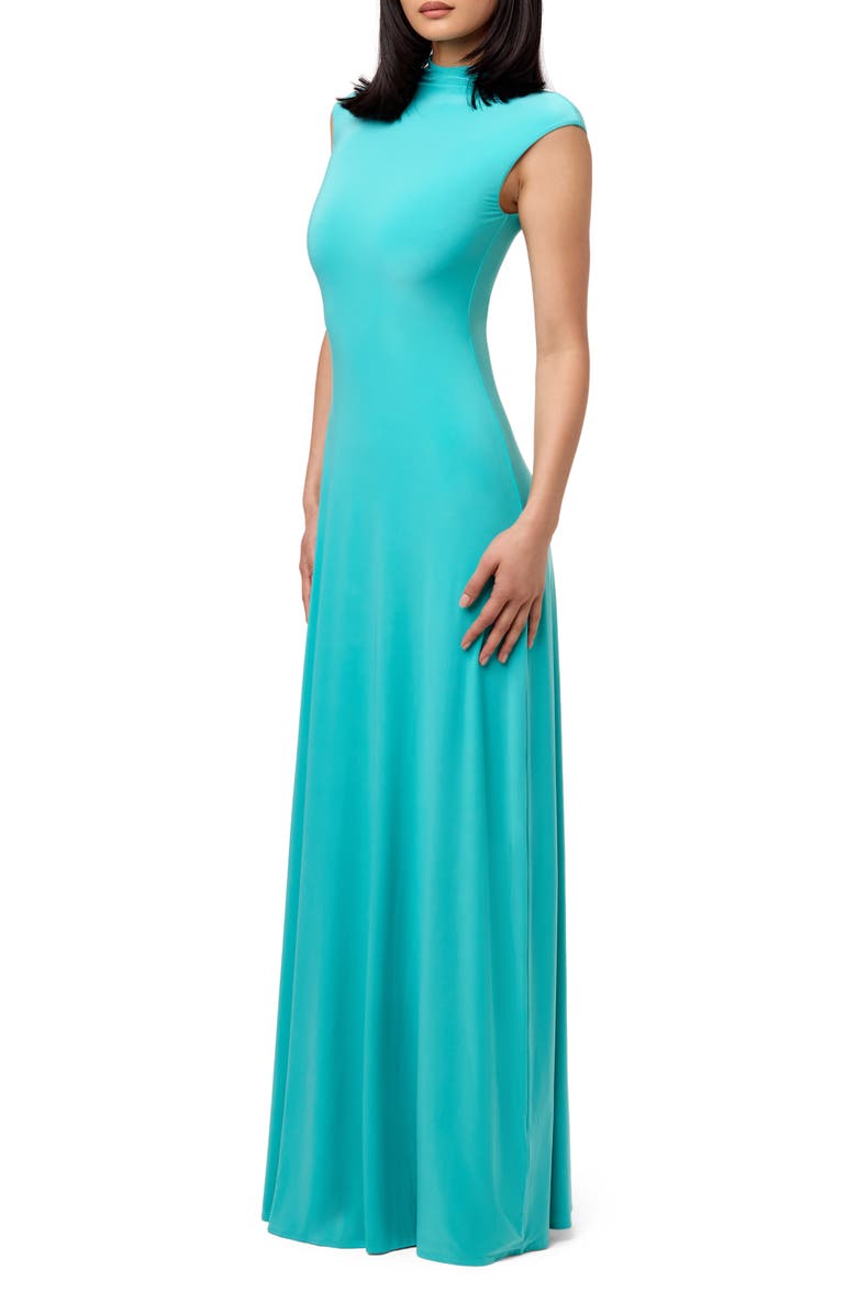 Naked Wardrobe Hourglass Cap Sleeve Maxi Dress, Alternate, color, Turquoise