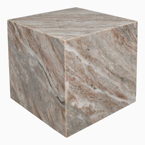 Felix 15" Contemporary Natural Marble Handmade Cube End Table
