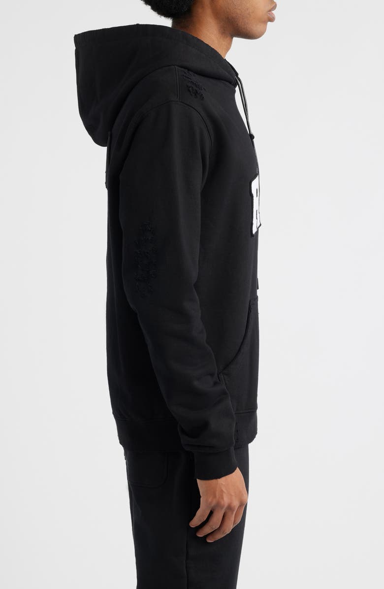RtA Markus Distressed Logo Applique Hoodie, Alternate, color, University Black