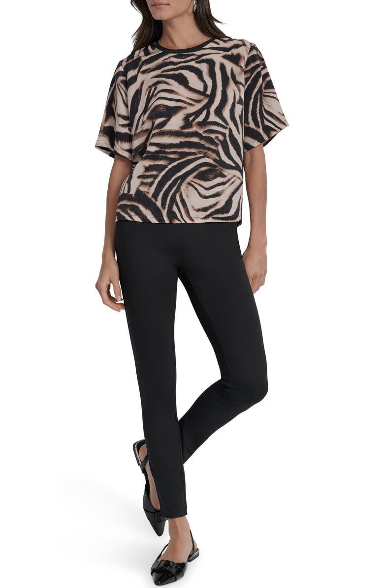 DKNY Zebra Print Short Sleeve Woven Shirt, Alternate, color, Blurred Zebra