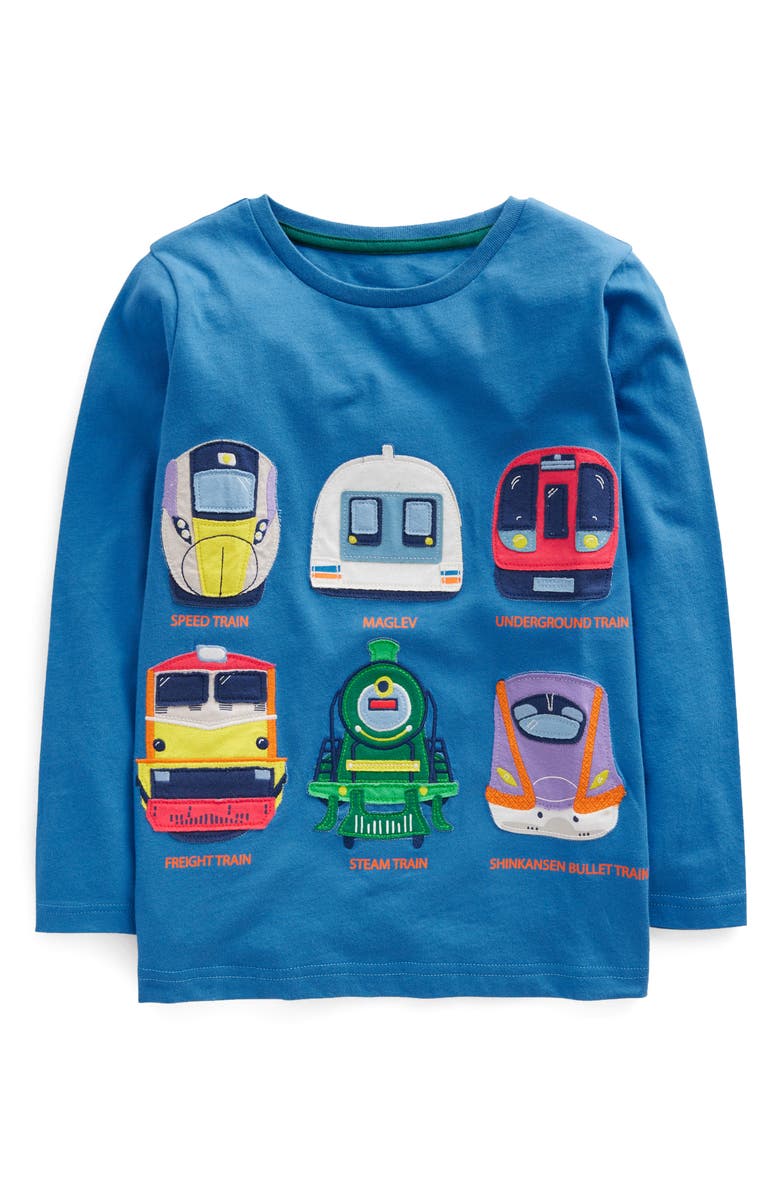 Mini Boden Kids' Speed Train Long Sleeve Cotton T-Shirt, Main, color, 
