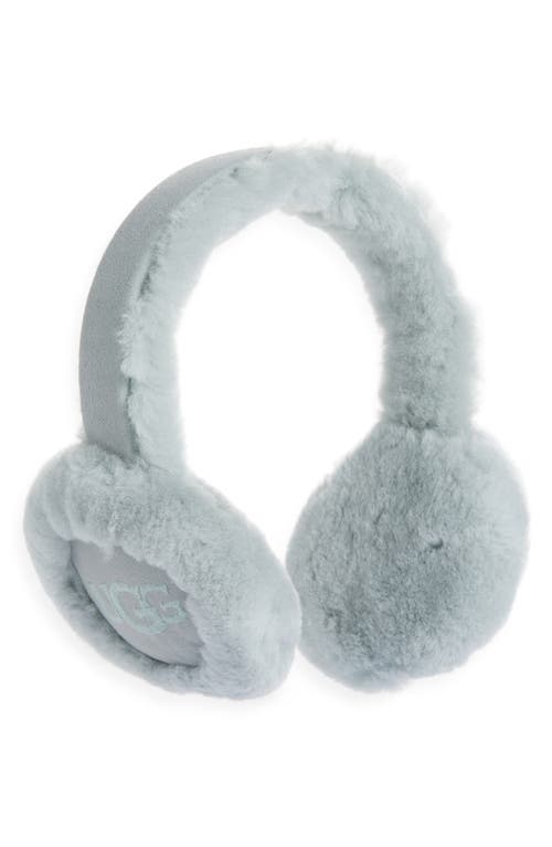 Ugg(r) Logo Embroidered Genuine Shearling Earmuffs In Gray