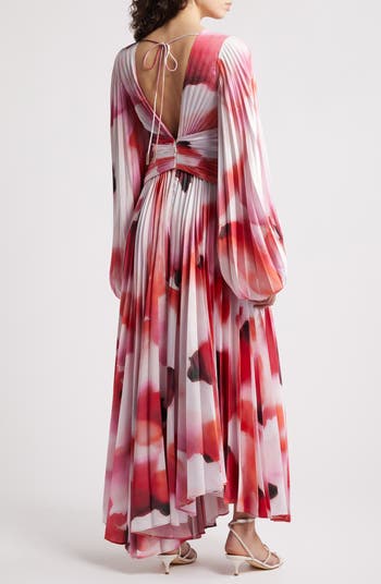 Dailley Pleated Long Sleeve Maxi Cocktail Dress