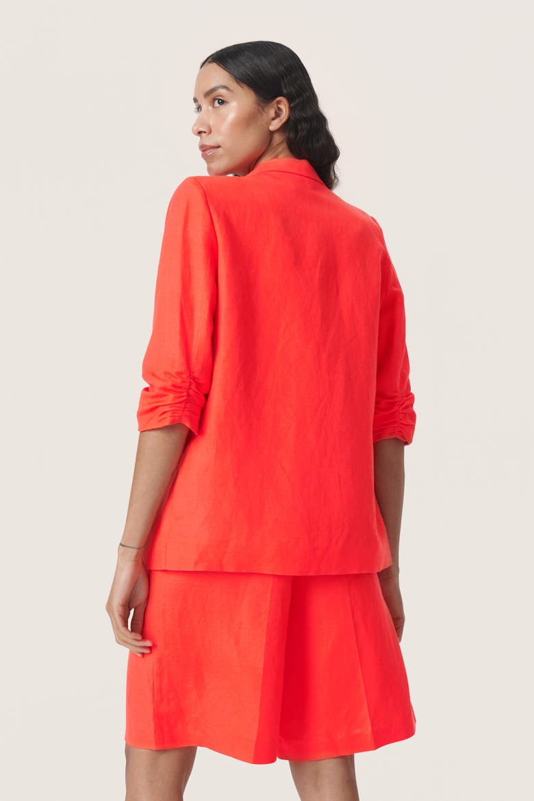 Malia Open Front Notch Lapel Blazer, Alternate, color, Hot Coral