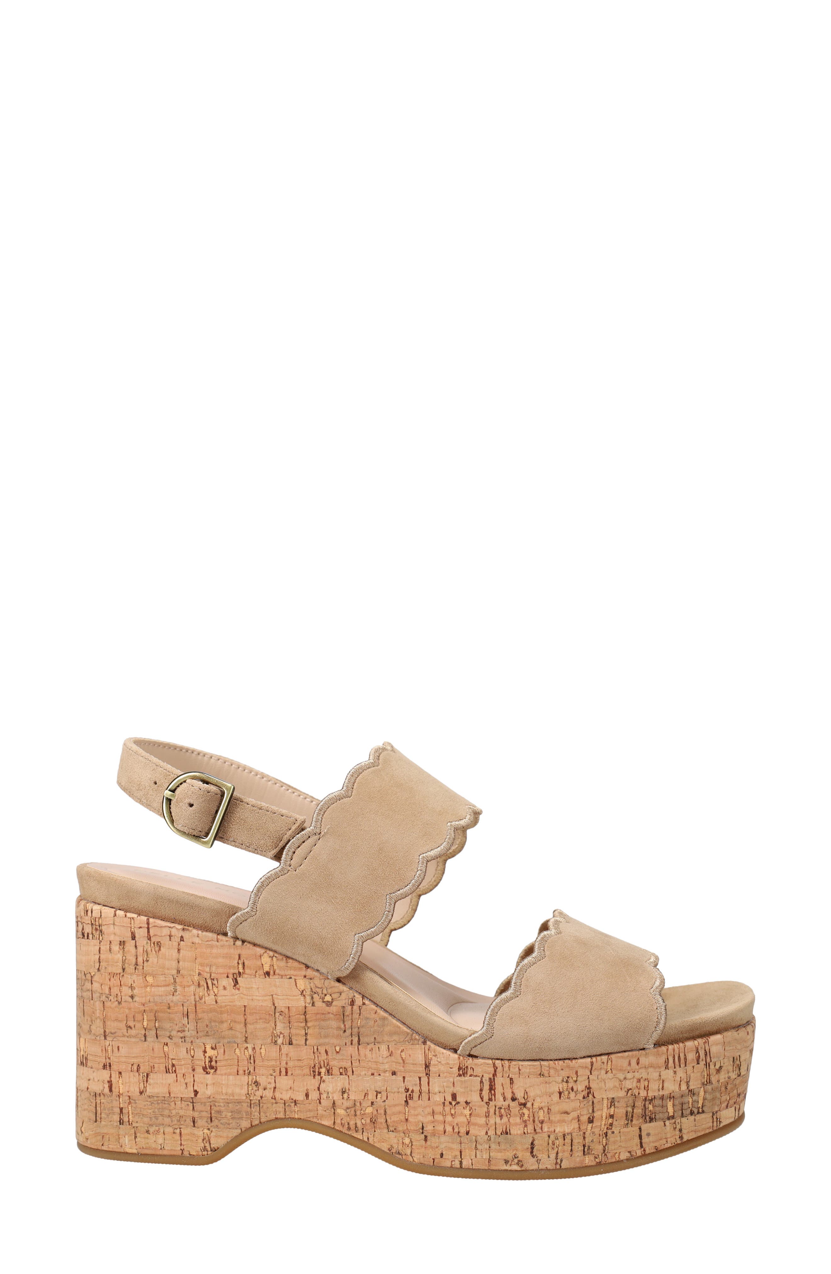 Pelle Moda Cicel Slingback Platform Wedge Sandal, Alternate, color, Fawn