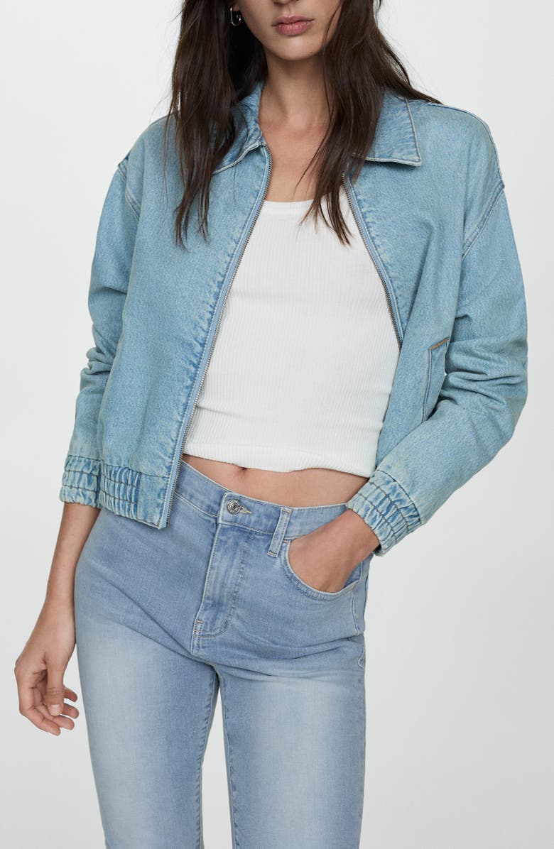 MANGO Slim Fit Slit Hem Capri Jeans, Alternate, color, Medium Blue