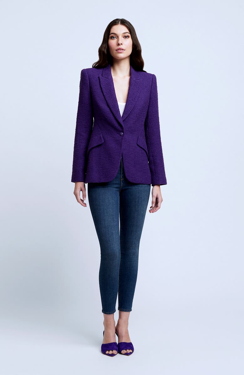 L'AGENCE Chamberlin Textured Stretch Cotton Blazer, Alternate, color, 