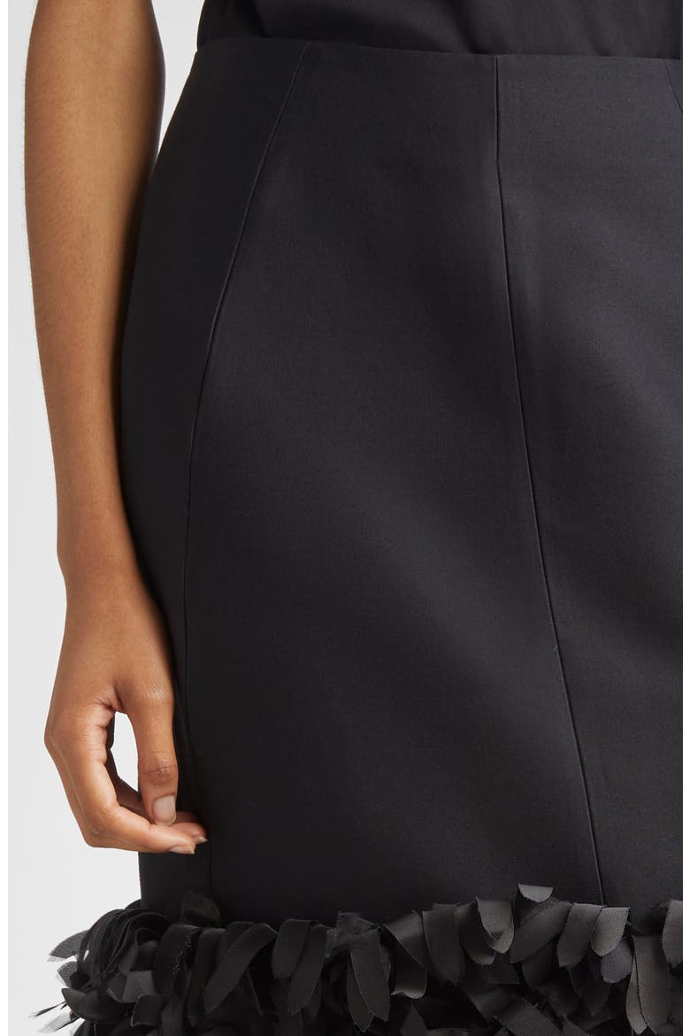 Petal Wool & Silk Midi Skirt, Alternate, color, BLACK