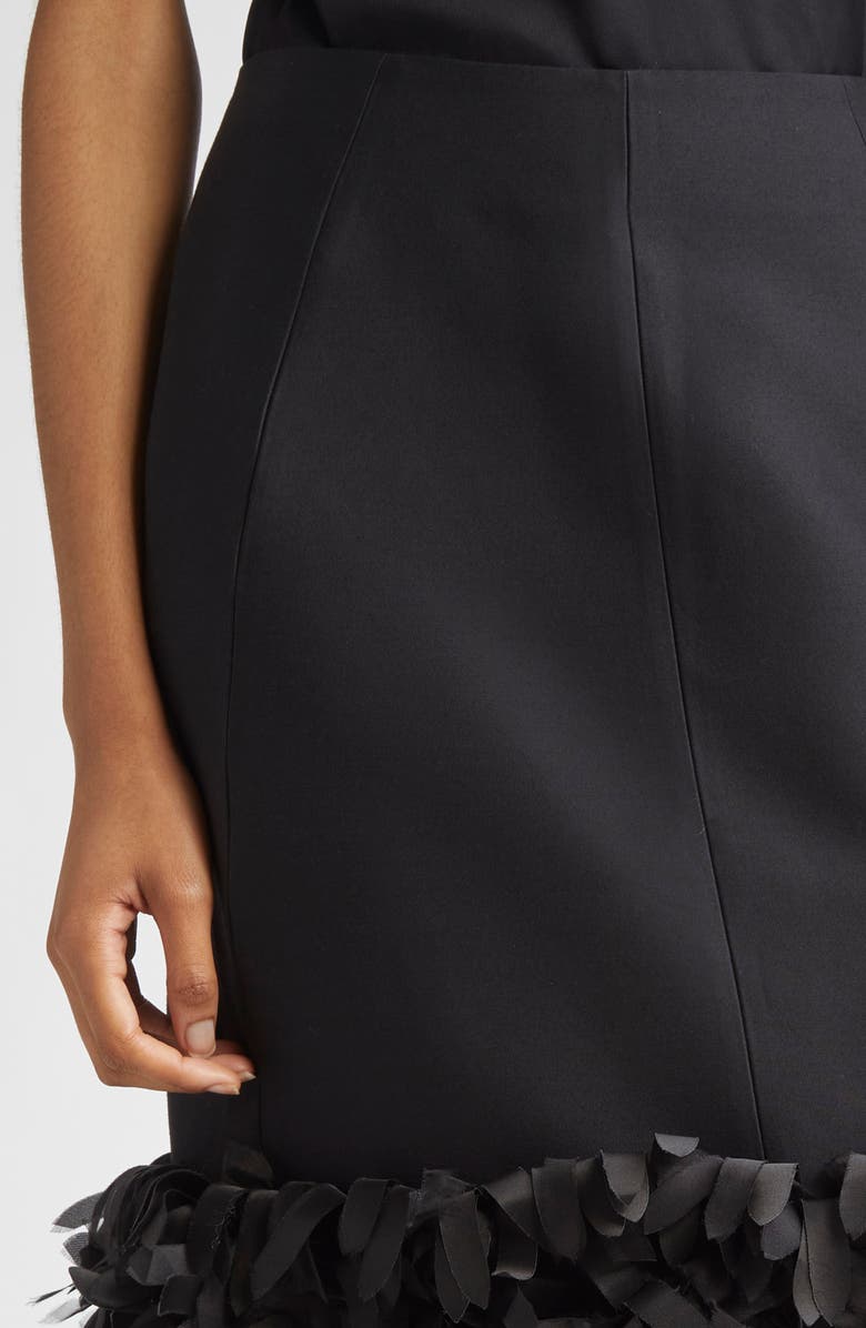 TOTEME Petal Wool & Silk Midi Skirt, Alternate, color, Black
