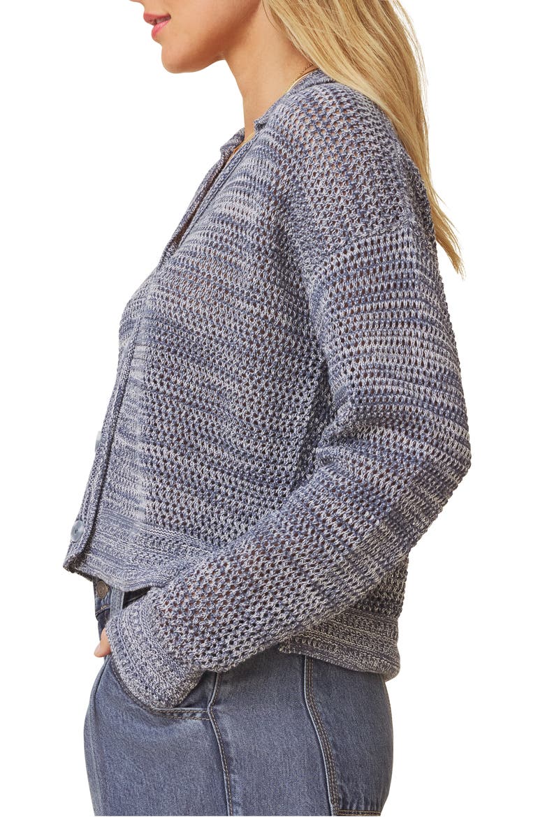 Haven Openwork Cotton Johnny Collar Cardigan, Alternate, color, INDIGO BLUE