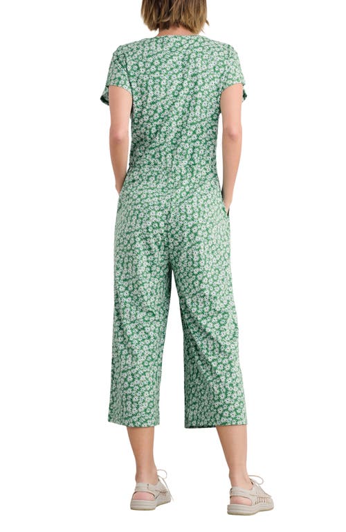 Seasalt Cornwall Rose Trellis Crop Wide Leg Organic Cotton Blend Jumpsuit In Green