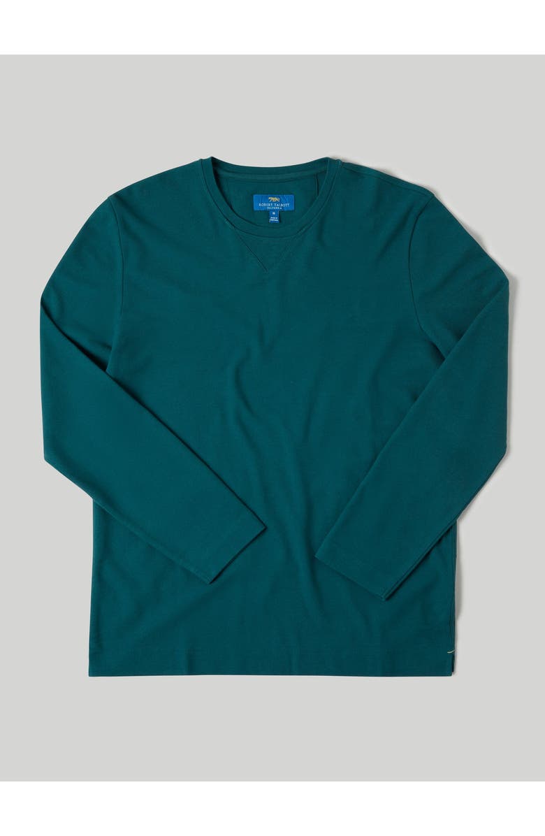 Robert Talbott Kelly Long Sleeve Cotton Crepe Tee, Main, color, Pine Green
