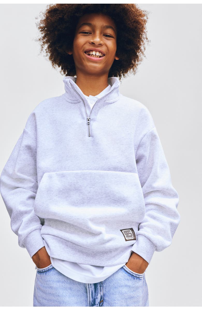 H&M Zip-top Sweatshirt, Alternate, color, Light Gray Melange