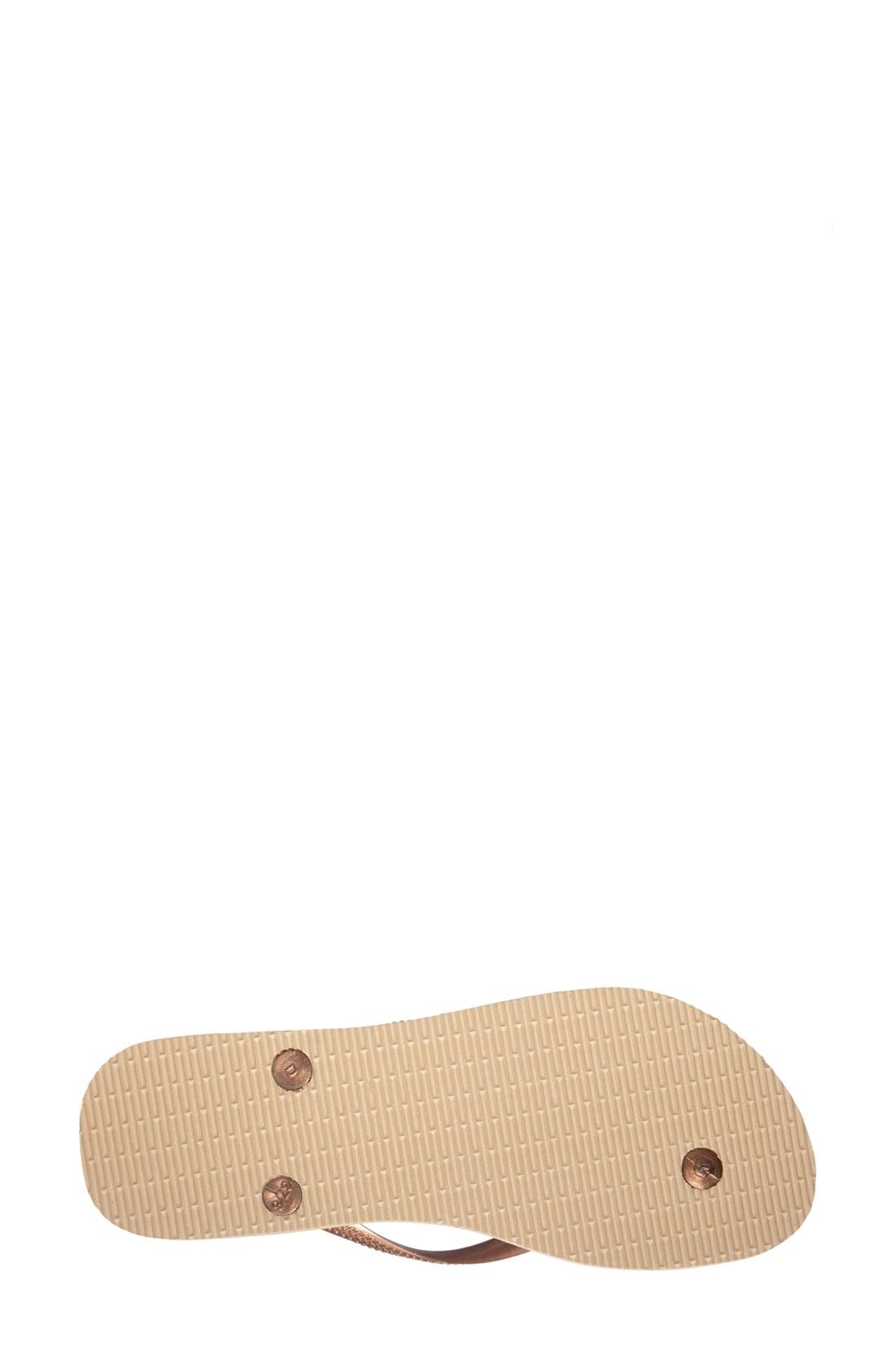 Slim Animal Print Flip Flop, Alternate, color, BEIGE/DARK GREY MET