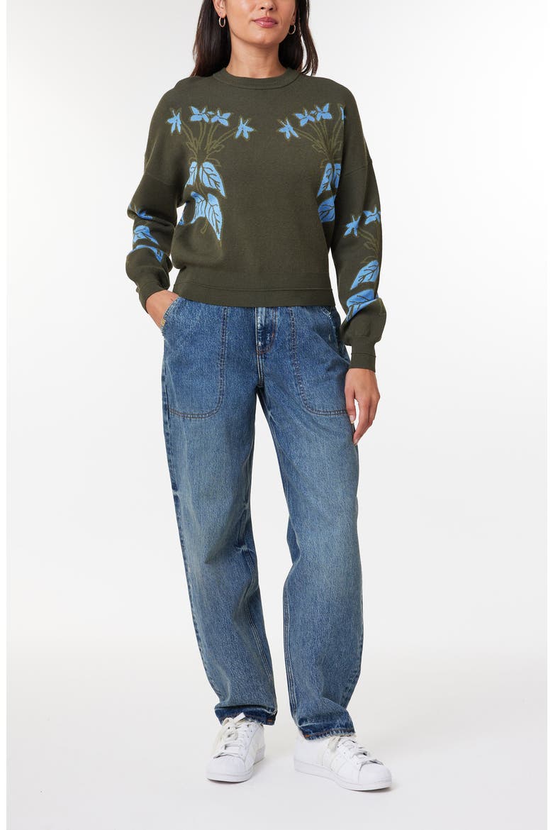 Floral Jacquard Sweatshirt, Alternate, color, CLASSIC GREEN