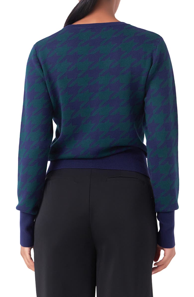 Endless Rose Houndstooth Sweater, Alternate, color, Green/Navy