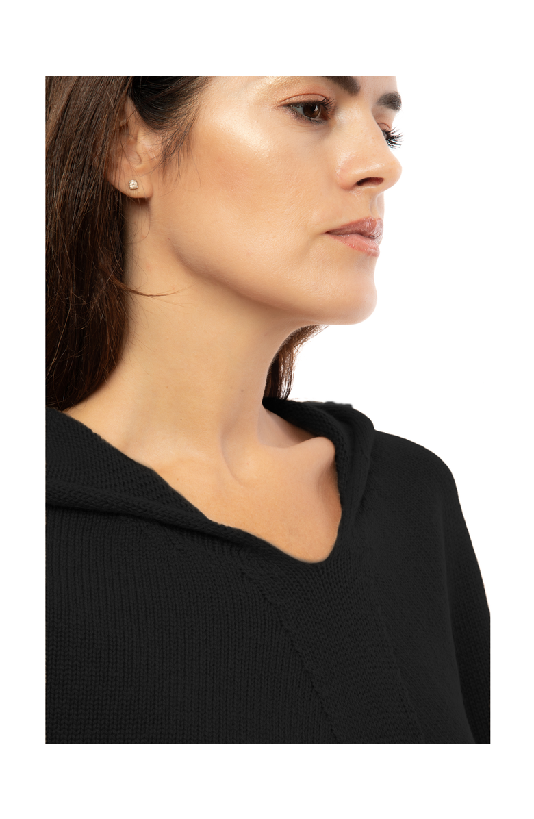 Monticelli Cashmere Pure Cashmere Hooded Poncho, Alternate, color, Black