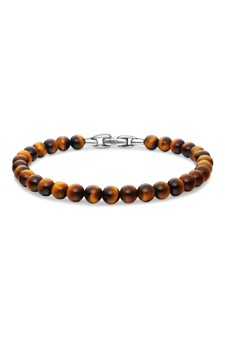 Men's Spiritual Beads Bracelet in Sterling Silver with Tiger's Eye, 6mm, Main, color, TIGER EYE