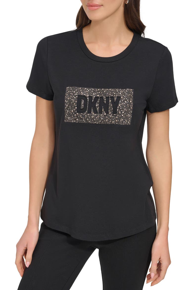 Rhinetsone Logo Graphic T-Shirt, Main, color, BLACK