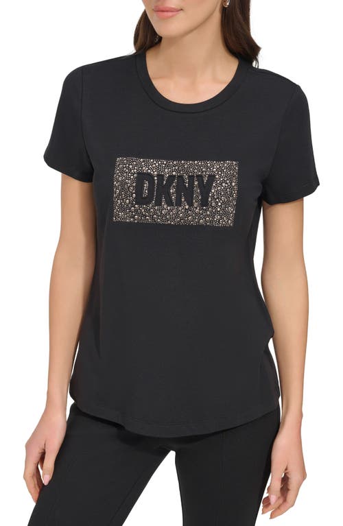 Dkny Rhinetsone Logo Graphic T-shirt In Black