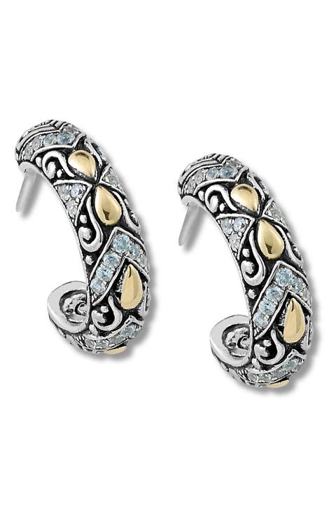 18K Gold & Sterling Silver Hoop Earrings