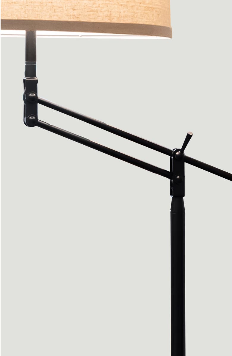 Brightech Ava 61' LED Mid-Century Modern Adjustable Floor Lamp with Fabric Drum Shade, Alternate, color, Classic Black