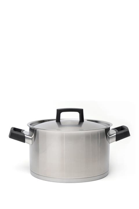 Silver/Black Ron 10" 6.8 Quart Covered Stockpot