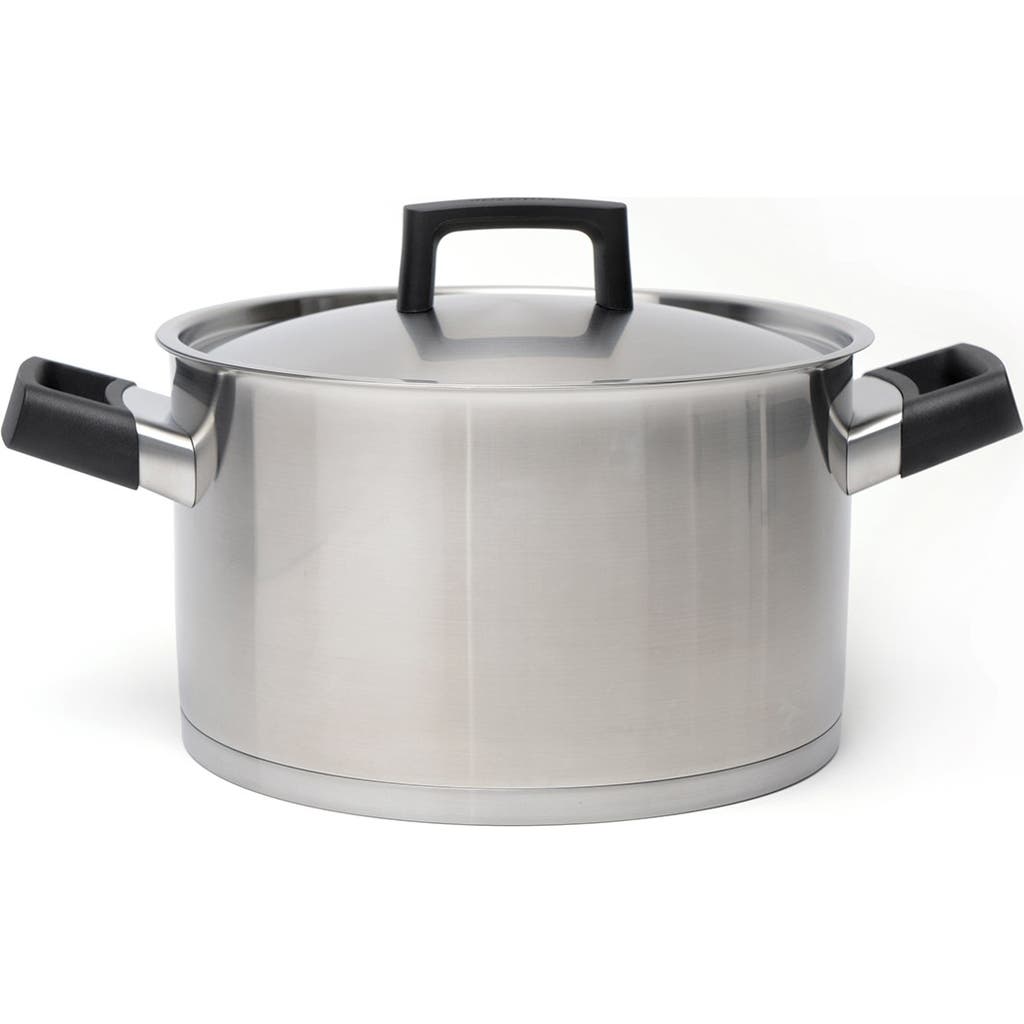 Berghoff Silver/black Ron 10" 6.8 Quart Covered Stockpot In Silver/black Handle