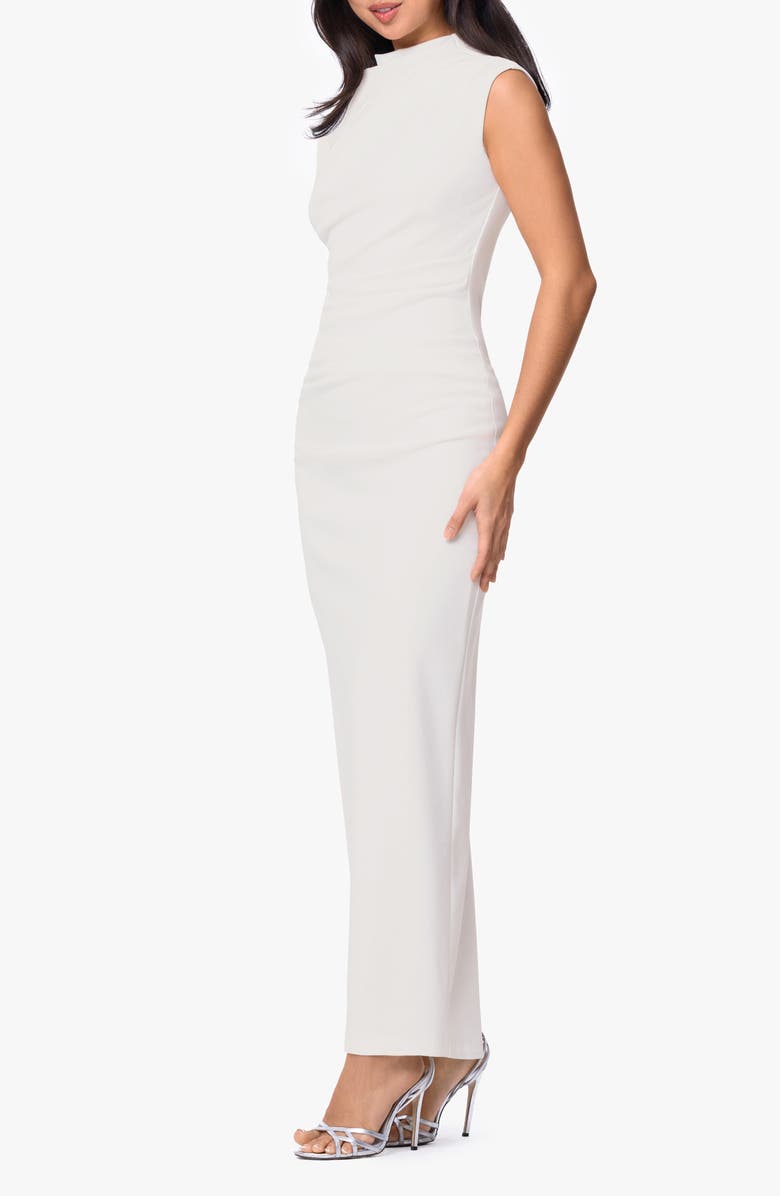 Betsy & Adam Pleated Sleeveless Column Gown, Alternate, color, Ivory