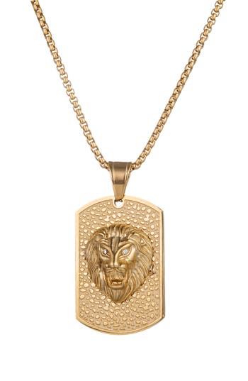 Eye Candy Los Angeles Lion Head Pendant Necklace In Gold