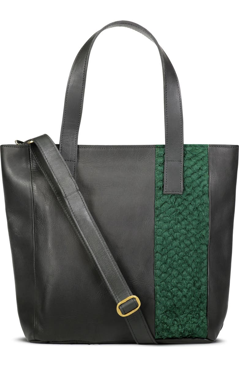 Sarep + Rose Maral Daily Leather Tote Crossbody Bag, Main, color, Black And Green