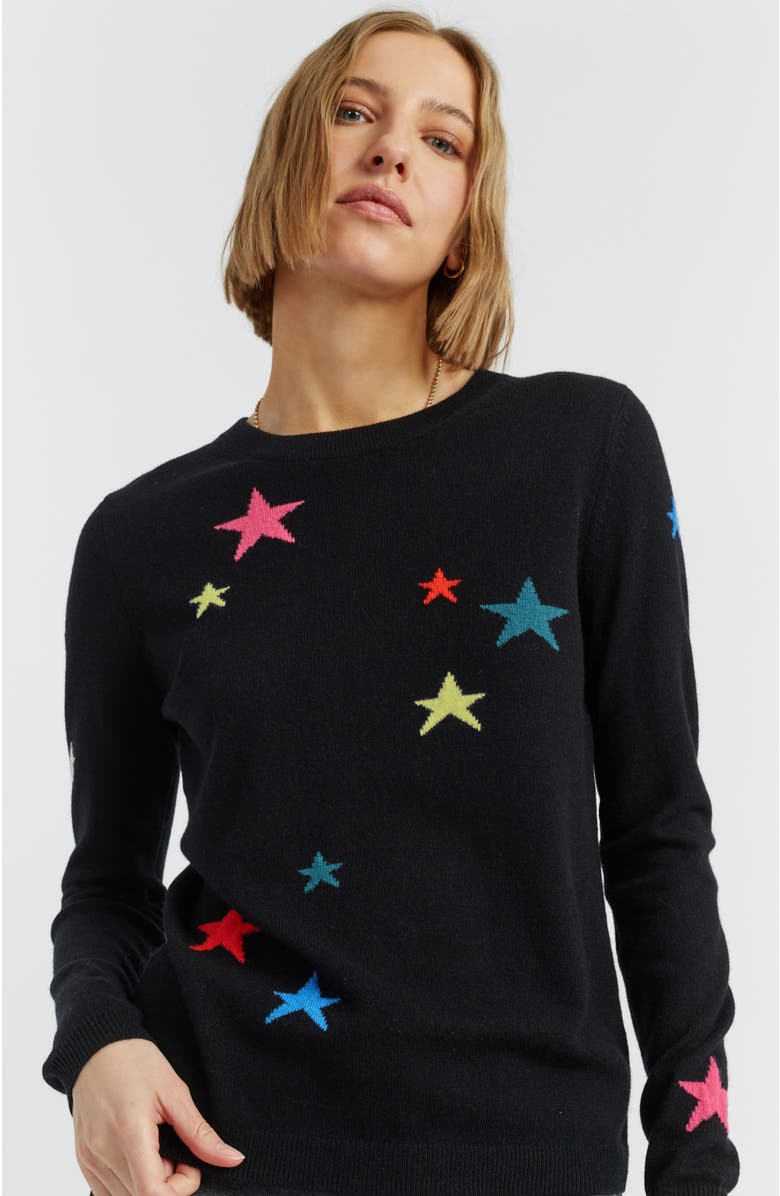Chinti & Parker Wool Cashmere Star Sweater, Main, color, Black/Multi