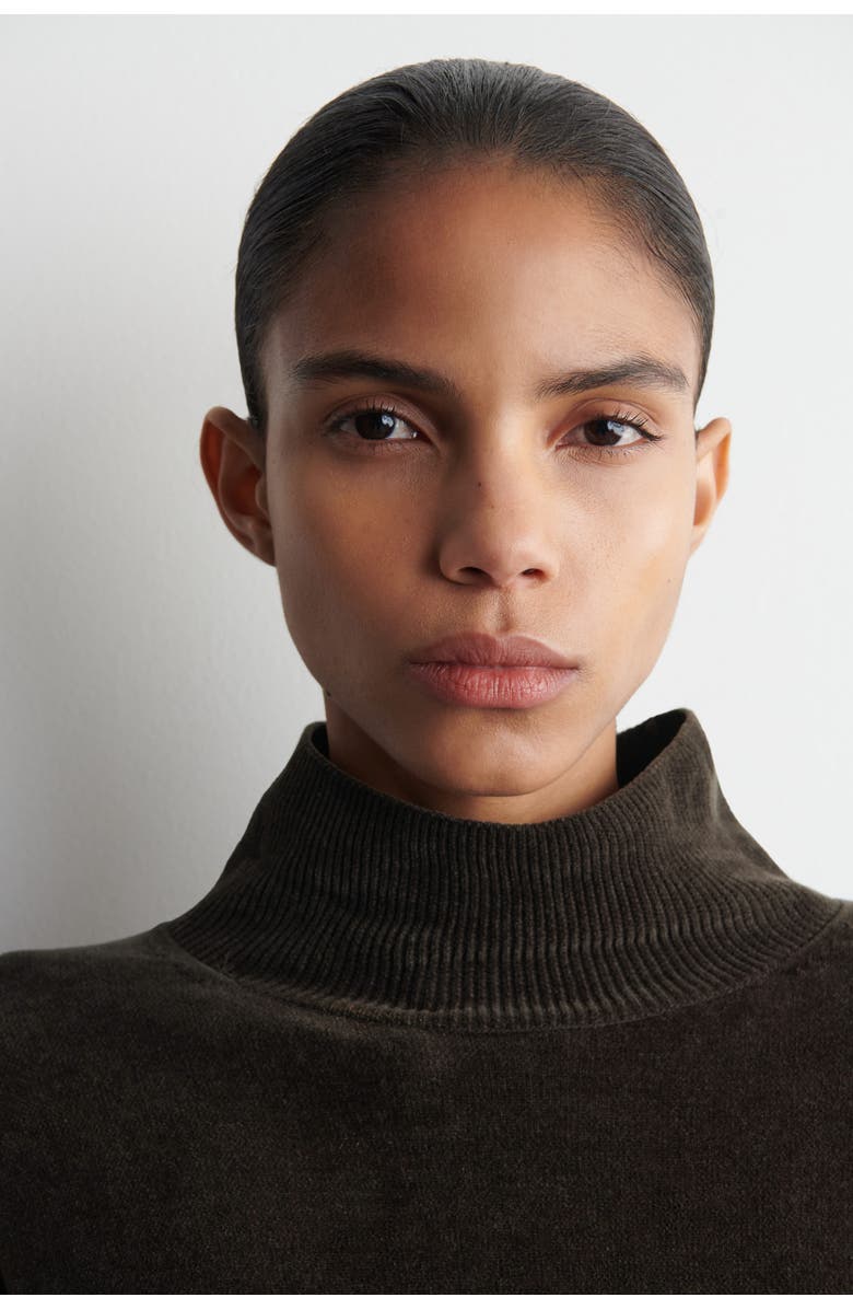 COS Chenille Mock-Neck Sweater, Alternate, color, Brown