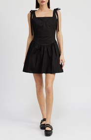 En Saison Charlie Tie Strap Cotton Poplin Minidress