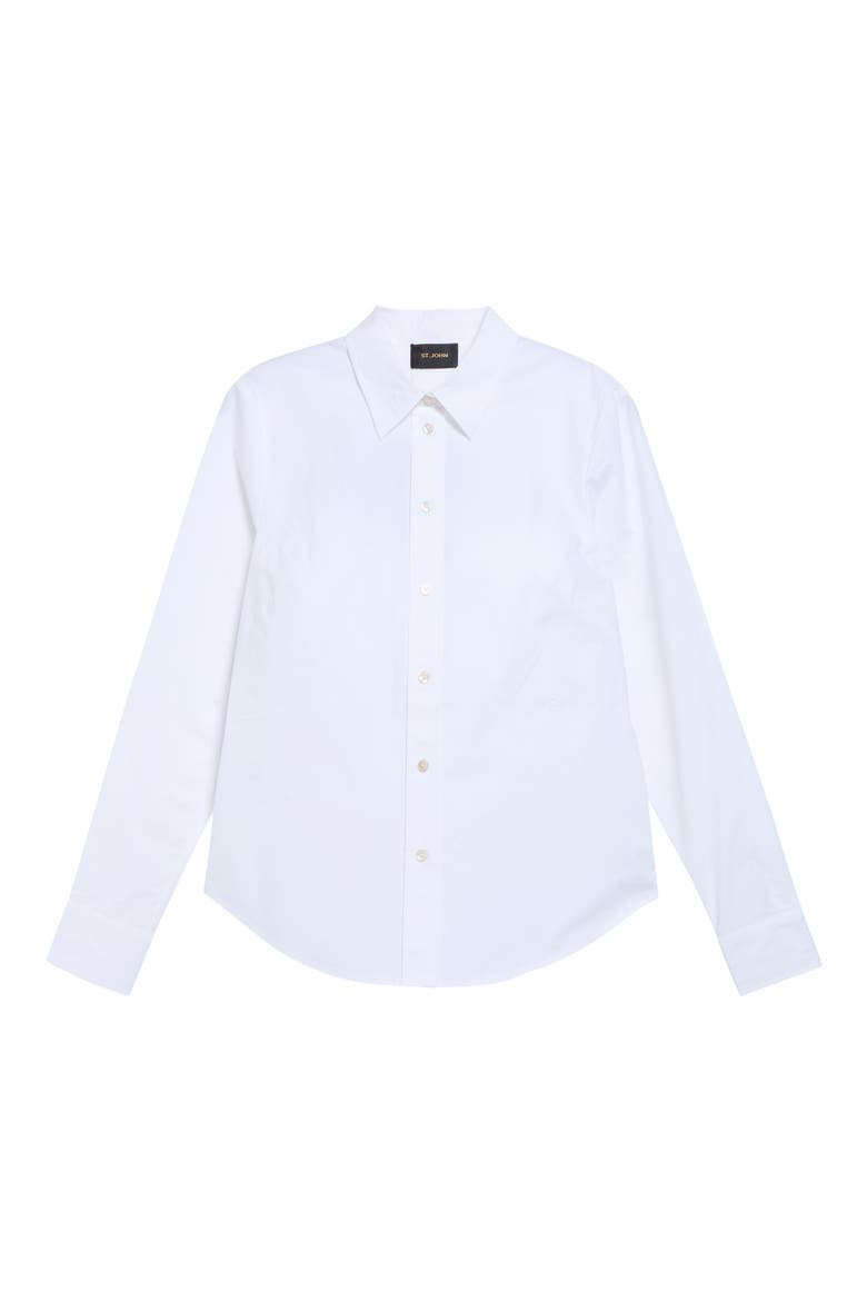 Cotton Stretch Poplin Button-Up Shirt, Main, color, CLASSIC WHITE