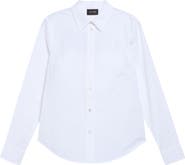 ST. JOHN Cotton Stretch Poplin Button-Up Shirt