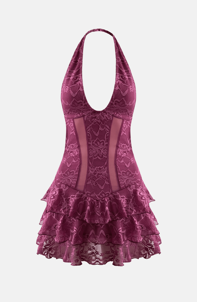 OW Collection ELEANOR Mini Dress, Alternate, color, Burgundy