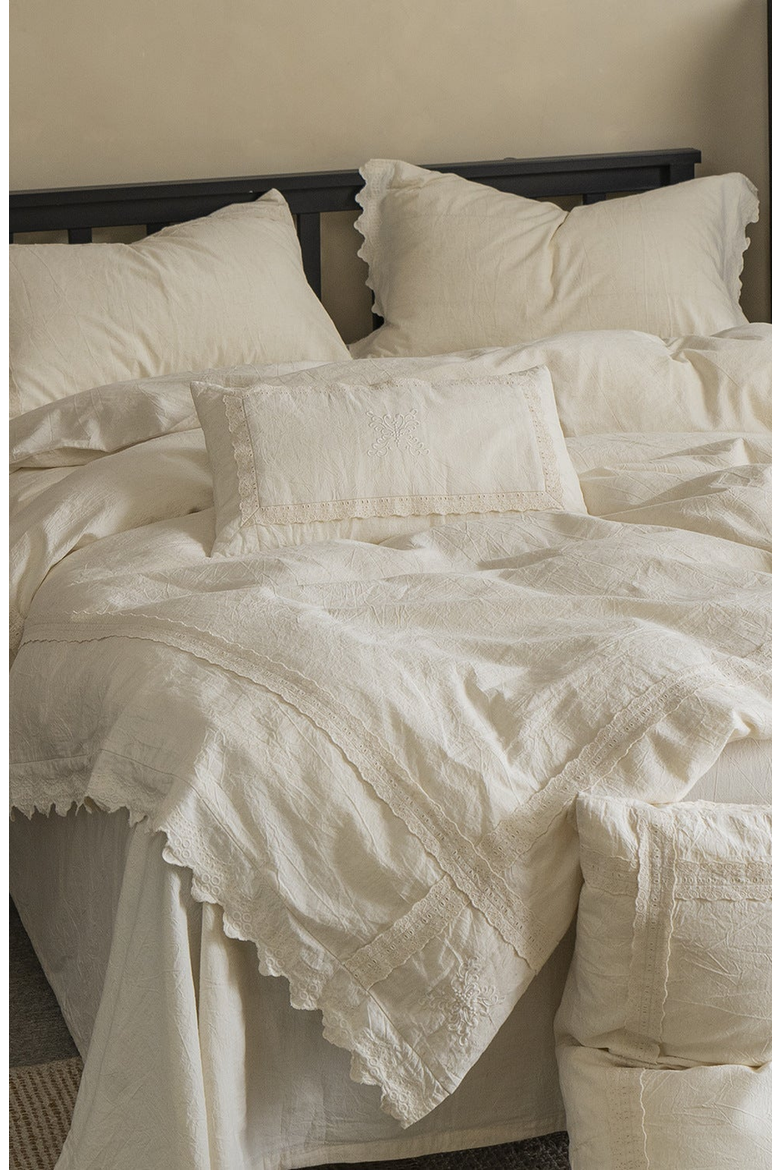 Esme Linen Cotton Embroidered Floral Bedding Set, Alternate, color, Off-White / Cream