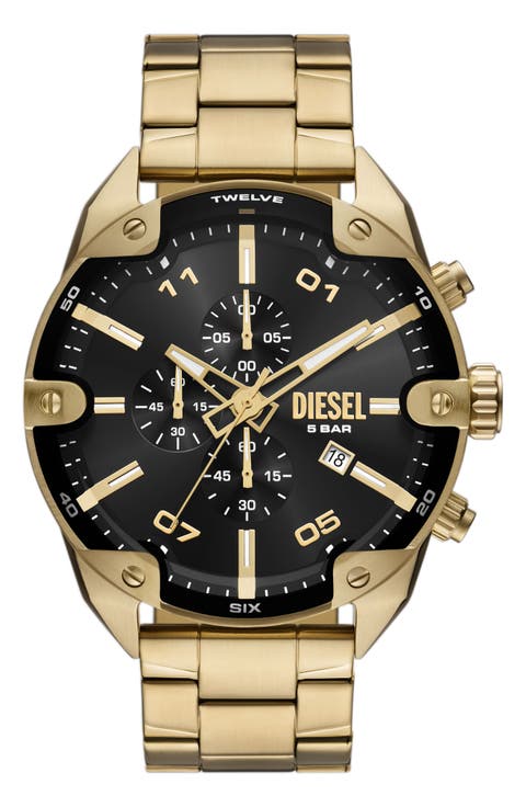 Spiked Goldtone Chronograph Bracelet Watch, 49mm