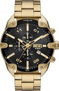 DIESEL® Spiked Goldtone Chronograph Bracelet Watch, 49mm
